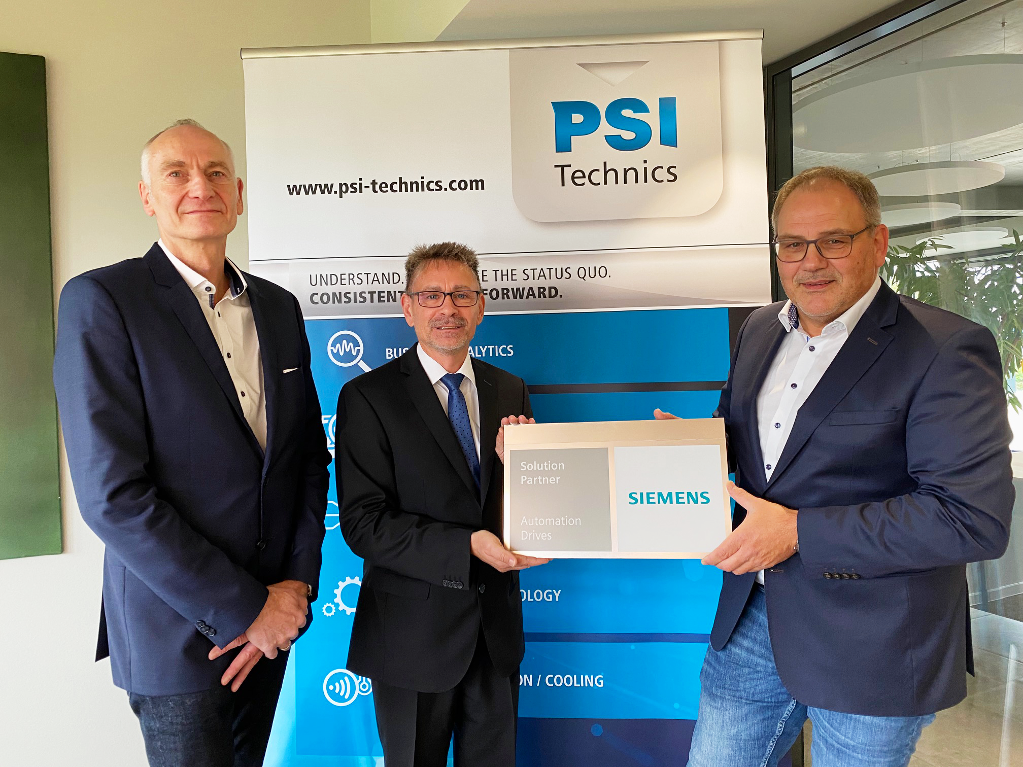 PSI Technics, Übergabe Siemens-Partner Zertifikat, Siemens Solution Partner, Automation Drives, Industrial Edge, IIoT Technology